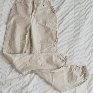 Missguided Cuffed Leg Tan/Cream Trousers